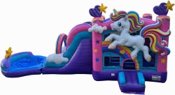 unicorn bounce house water slide combo