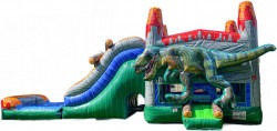 T-rex bounce house water slide combo